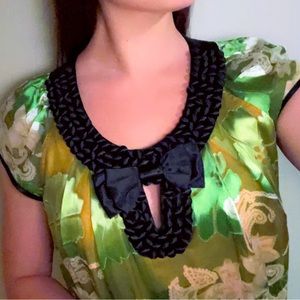 French silk green dress